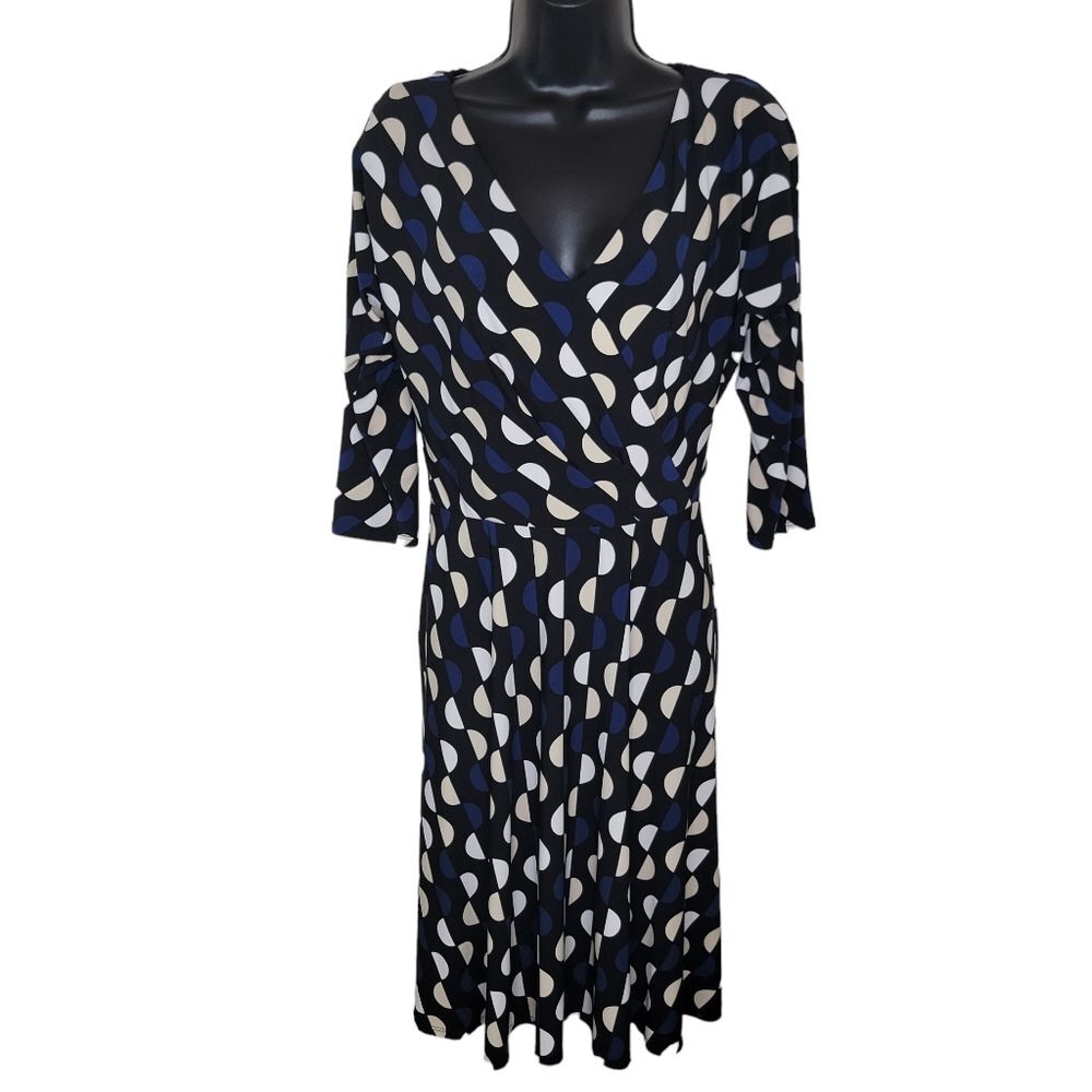 Whbm polka dot stretch jersey fit & flare dress size 4